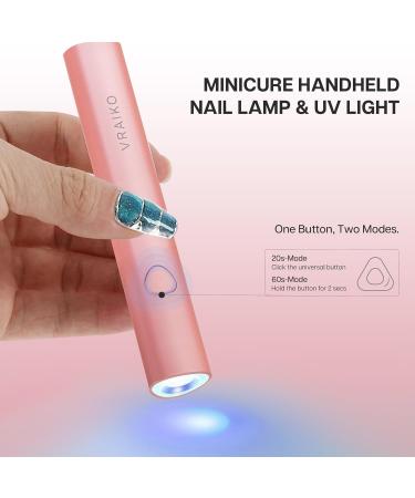 VRAIKO Minicure Handheld UV Light for Gel Nails Portable UV Nail Lamp with Stand Rechargeable Mini LED Nail Lamp Nail Dryer for Fast Curing (Pink) - Buy Online on GoSupps.com