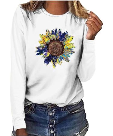 Womens Oversized Sunflower Sweatshirt | Clearance Sale | S-XXL | Crew Neck | Long Sleeve | White Hoodie - Buy Online on GoSupps.com