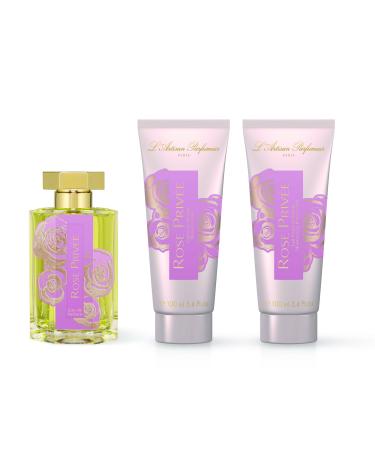 L'Artisan Parfumeur Rose Priv e Set: 3.4 oz Eau de Parfum Spray + 3.4 oz Shower Cream + 3.4 oz Moisturizing Body Lotion