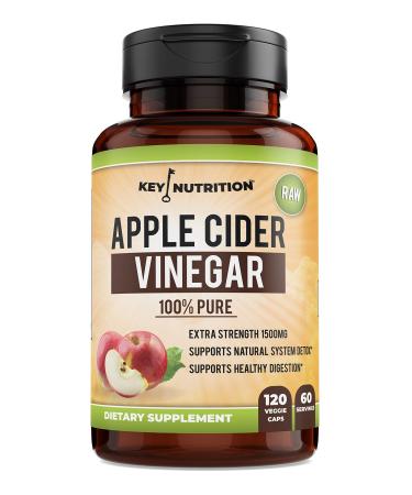 Apple Cider Vinegar 1500mg  100% Organic  Pure & Raw - Healthy Digestion & Detox Support - 60 Day Supply