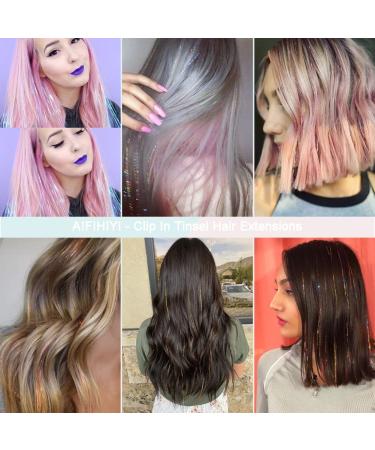 6-Piece Fairy Pink Clip-in Hair Tinsel Kit - Heat Resistant 23.6 Glitter Tinsel Extensions for Women, Girls, Kids - Buy Online on GoSupps.com