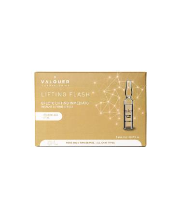 Flash Lifting Facial Ampoules by Valquer Laboratorios. Facial Serum. Immediate lifting effect. All skin types. With hyaluronic acid. Anti-wrinkle - 5 Units X 2 Ml
