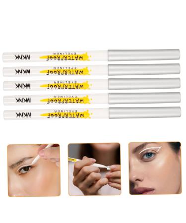 Housoutil 5pcs White Lying Silkworm Pen Eyeshadow Stick Eye Makeup Tools Eye Shadow Makeup Cosmetics Matte Set