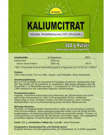 Buy Pharmaceutical Quality Potassium Citrate Powder 500g - Additive-Free Bonemis - International Shipping Available - Buy Online on GoSupps.com