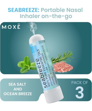 MOXE Seabreeze Nasal Stick | Sea Salt + Ocean Breeze | Spearmint Lavender Rosemary & Sandalwood Oil with Himalayan Salt | Aromatherapy Inhaler with 100% Pure Essential Oils Made in USA (3 Pack) Seabreeze Pack of 3 (0.  - Buy Online on GoSupps.com