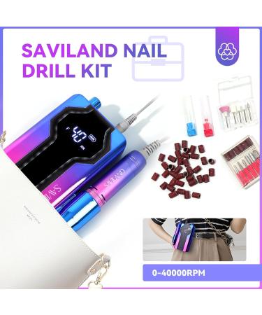 Saviland Professional Electric Nail Drill Kit - 40000RPM Nail Files - Purple Blue Gradient - Buy Online on GoSupps.com