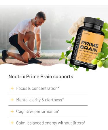 Nootrix Prime Brain Nootropic Supplement | Supports Memory Mental Focus Cognitive Health & Energy | Promotes Healthy Mood & Brain Function | Ginkgo Biloba Lion's Mane & L Theanine | 180 Capsules 180 Count (Pack of 2) - Buy Online on GoSupps.com