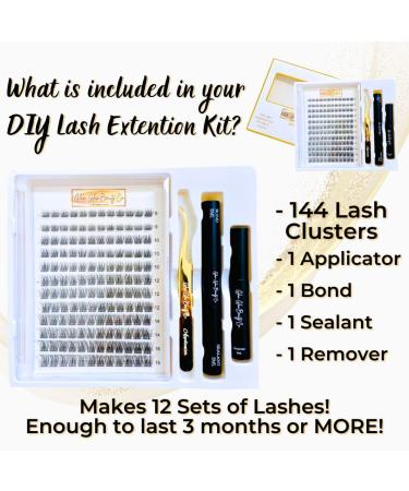 DIY Eyelash Extension Kit - Waterproof Volume False Lashes & Bond Seal Remover | Long Lasting 10 Day Wispy Glam (8-16mm - Buy Online on GoSupps.com