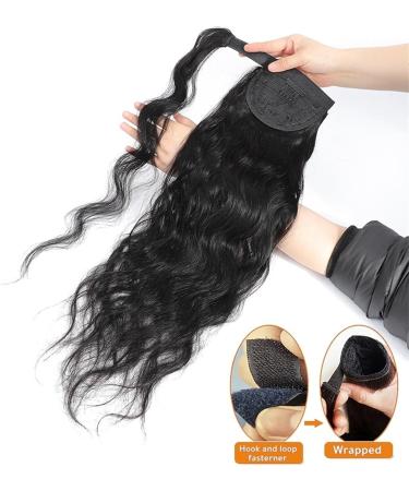 Ponytail Extensions 8-24" Body Wave Human Hair Ponytail for Black Women Wrap Around Ponytail Extensions with Magic Paste Brazilian Remy Hair Clip In Ponytail Hair Pieces for Women (Color : Natural Co 24inches Natural Color - Buy Online on GoSupps.com