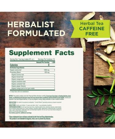 Traditional Medicinals - Organic Smooth Move Laxative Herbal Tea - Gentle Overnight Relief Of Occasional Constipation - 16 Count (Pack of 6) (Package May Vary) Organic Smooth Move Smooth Move 16 Count (Pack of 6) - Buy Online on GoSupps.com