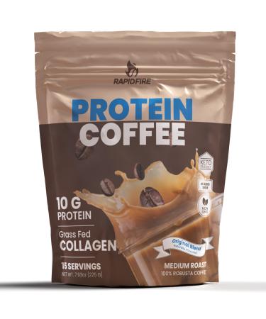 Protein Coffee with 10g of Protein with Collagen Promotes Muscle Growth Supports Energy Hot or Cold Keto Friendly 100% Robusta Coffee 15 Servings Original Blend Medium Roast