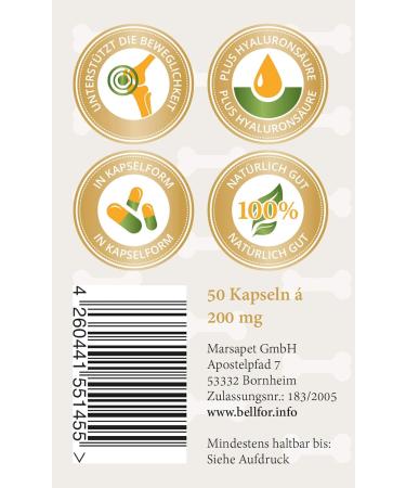 Bellfor Joints and Bones Food Supplement with Ovopet specially designed to regulate joint metabolism and preserve mobility Dogs 50 capsules - Buy Online on GoSupps.com