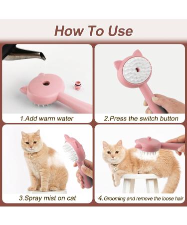 ZITSMS 3-in-1 Cat Steam Brush & Grooming Comb for Cats & Dogs - Silicone Massage Cleanser for Shedding Pet Hair - Pink - Buy Online on GoSupps.com