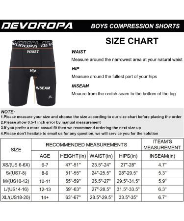 DEVOROPA Youth Boys' Compression Shorts 2-Pack, Black/Navy, Large | Performance Athletic Base Layers with Side Pockets - Training Underwear - Buy Online on GoSupps.com