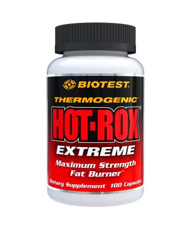Biotest Hot-Rox Extreme Maximum Strength Fat Burner (50 Day Supply) - Natural Caffeine  Raspberry Ketone  Forskolin  Yohimbine HCl - 100 Capsules