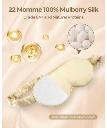Buy Mulberry Silk Sleep Mask | 3D Contoured Eye Mask for Ultimate Comfort | Soft Breathable Travel-Friendly Blackout Eye Cover in Champagne - Buy Online on GoSupps.com