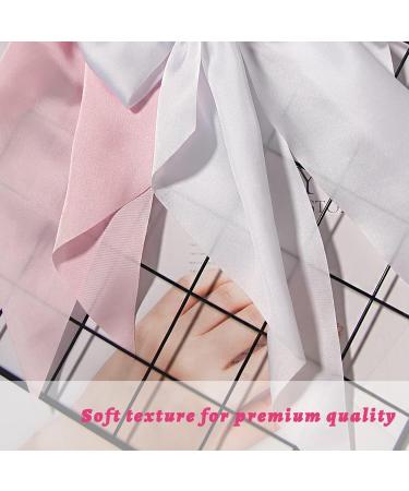 Kinretixia 2 Pieces Hair Bow Clips for Women Large Satin Hair Bows Long Tail Alligator Clips Big Hair Bow Girls Hair Pink/White - Buy Online on GoSupps.com