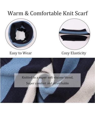 XIAOHAWANG Striped Winter Baby Beanie Hat & Scarf Set for Boys Girls 9-24 Months - Sky Blue - Buy Online on GoSupps.com
