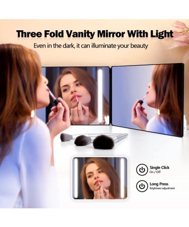 Eastdone LED Trifold Mirror for Self Hair Cutting and Makeup - 360 Vanity Mirror with Lights, Barber Supplies, Black - Buy Online on GoSupps.com