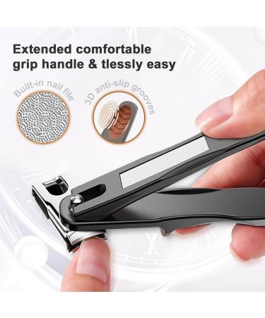 Ergonomic Toe Nail Clippers for Seniors - 360 Rotating Long Handle Clipper for Thick Toenails | Premium Steel with Glass File - Ideal for Men & Women - Buy Online on GoSupps.com