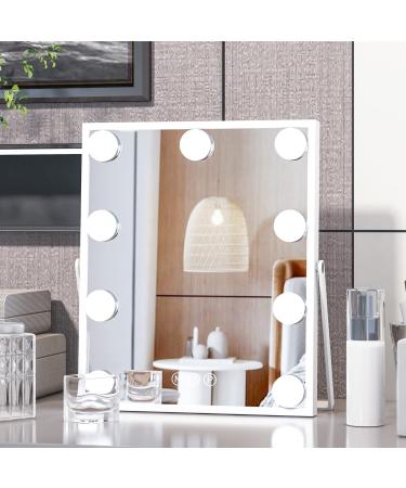 CASSILANDO Hollywood Vanity Mirror with Lights  Vanity Makeup Mirror with 9 LED Bulbs  3 Color Lighting Modes  U-Shaped Bracket  Smart Touch Control 9.8 11.8 9 Bulbs
