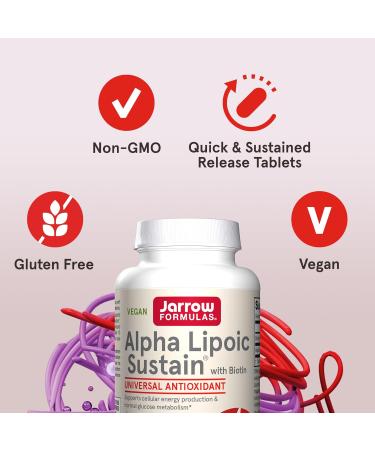 Jarrow Formulas Alpha Lipoic Sustain with Biotin - 300 mg Antioxidant Dietary Supplement 60 Vegan Tablets for Optimal Health - International Shipping Available - Buy Online on GoSupps.com