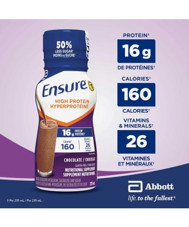 Ensure High Protein 16g Ready-to-Drink Nutritional Supplement Chocolate 6 x 235 ml & High Protein Meal Replacement Complete Balanced Nutrition Chocolate 6 x 235 mL - Buy Online on GoSupps.com