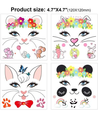 Animal Face Tattoos Kit for Kids - 8 Sheets Fake Temporary Face Paint for Boys and Girls - Birthday Party Favors and Halloween Makeup - Buy Online on GoSupps.com