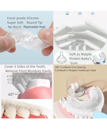 360 U-Shaped Toothbrush for Kids Ages 2-8 | Complete Set: Blue & White Hamsters Interchangeable Heads Incentive Stickers | Perfect for Round Teeth Cleaning - Buy Online on GoSupps.com