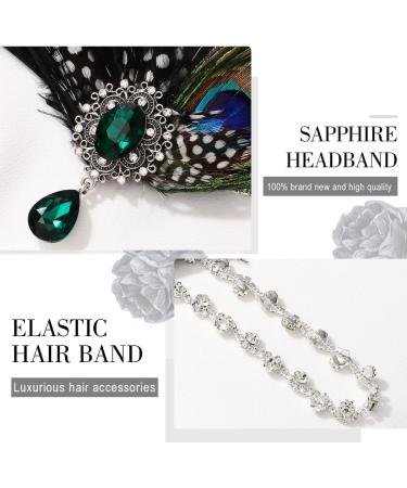 Fashband 1920s Flapper Headband Black Feather Headpiece Rhinestone Gatsby Hair Band Cocktail Head Accessories for Women (dot) - Buy Online on GoSupps.com