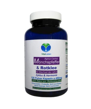 Meno Balance Rotklee & Agnus monk pepper - menopause & menopause - 120 cycle & harmony capsules - pure isoflavone & phytohormones - no extract - without additives.26870-120 120 pieces (1 Pack)