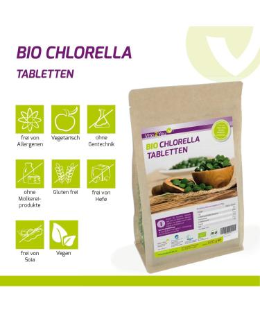Vita2You Organic Chlorella Tablets 500g - 400mg Each 1250 Tablets - Raw Food Organically Grown International Shipping - Buy Online on GoSupps.com