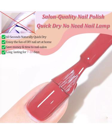 Nail Polish Set - 4 Colour Nail Varnish Set - No Bake Quick Dry Nail Polish - No Chip Long Last Nail Polish - Pink Red Yellow Purple Vegan Nail Polish Hard Wearing Nail Art Home - Buy Online on GoSupps.com