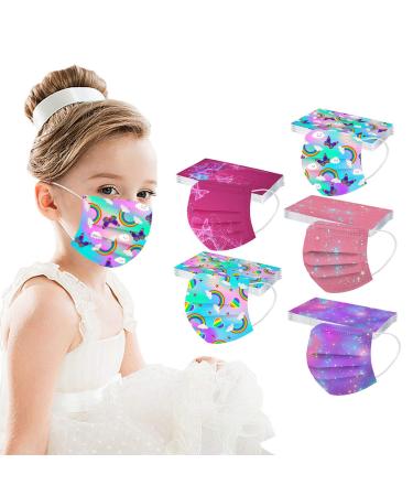 Rumity 50/100 pieces Premium children schooling cartoon 3-layer mouth nose protection covering multifunction cloth toy outdoor anti-dust halloween young girls A10 100