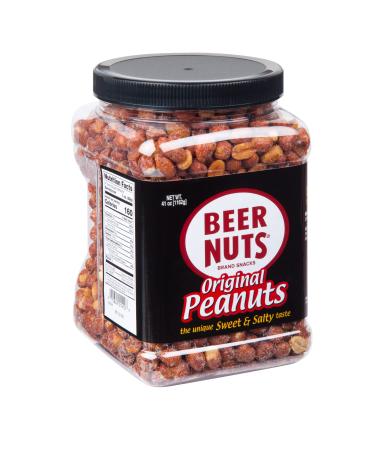 BEER NUTS Original Peanuts - Sweet & Salty Roasted Bar Nuts - Gourmet Glazed Cocktail Nut - Gluten-Free, Kosher, Low Sodium Savory Peanut Snacks Made In The USA - 41oz Family Size Resealable Jar 2.6 Pound (Pack of 1)