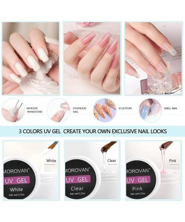 Morovan Acrylic Nail Kit - Acrylic Powder Colored Acrylic Powder Top Base Coat UV Builder Gel Nail Glue Glitter Powder Strip Glitter Sequins - Buy Online on GoSupps.com