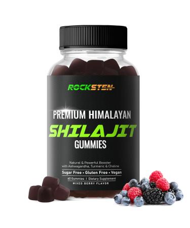 RockSten Premium Himalayan Shilajit Gummies for Men Women - Shilajit Complex Chew Gummy Supplement 1500mg with Ashwagandha Turmeric - Natural Vegan No Sugar Non-GMO