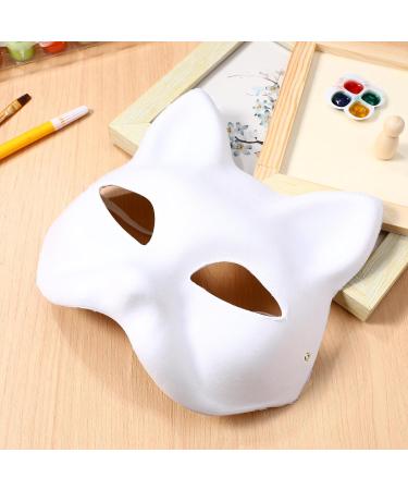 Holidyoyo Cat Mask - 3 Pieces White DIY Half-Face Masks for Halloween Cosplay & Maskerade Parties | Therian-Masks - Buy Online on GoSupps.com
