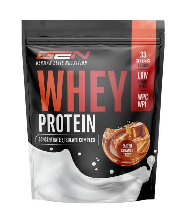 Poudre de prot ine de whey - 1000 g (Caramel sal ) - Avec part d'isolat - jusqu' 22 g de prot ine par portion - Poudre de prot ine soluble instantan e avec BCAA & EAA