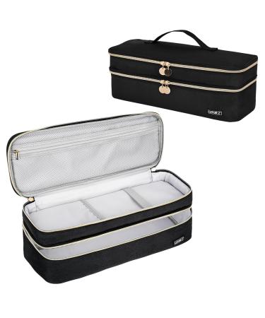 Double-Layer Travel Carrying Case Compatible with Revlon One-Step Hair Dryer Brush/Dyson Airwrap Styler/Hot Tools Storage Organizer Bag For Shark FlexStyle Hair Styler Storage Case Black(Bag Only)
