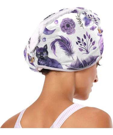 Buy Purple Cat Feather Hair Towel 2 Pack - Super Absorbent Quick Dry Hair Turbans for Women & Girls - Buy Online on GoSupps.com