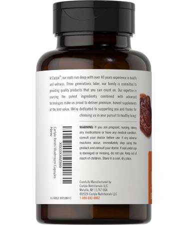Carlyle Reishi Mushroom Capsules Extract | 120 Count | Non-GMO & Gluten Free Supplement | by Wiseshrooms - Buy Online on GoSupps.com