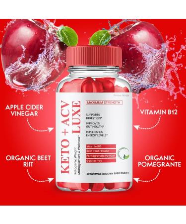 Luxe Keto ACV Gummies | Original Powerful Formula | Maximum Strength Vitamin B12 | Beet Root and Pomegranate | 3 Pack - Buy Online on GoSupps.com