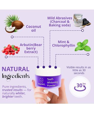 Huzayl Teeth Whitening Powder Natural Tooth Whitener for Coffee, Tea, Smoking Stains Enamel-Safe & Dentist Recommended Gentle on Sensitive Teeth Fast Results 15g - Buy Online on GoSupps.com