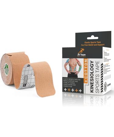 JB Kinesiology Tape PreCut Rolls - 4 Pack of Elastic I-Strips 2 X 10 - Water Resistant, Latex Free Tape for Joint & Muscle Pain Relief. Includes Bonus Scissors - Beige - Buy Online on GoSupps.com