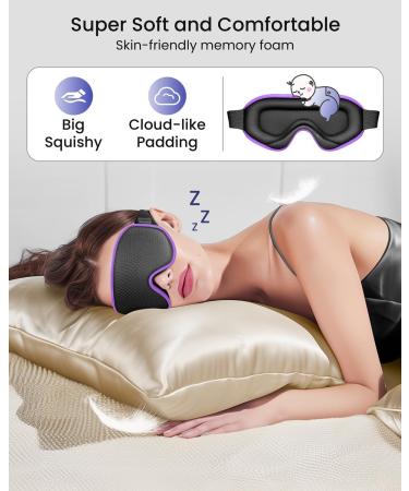 WAOAW Sleep Mask for Men Women Blackout Eye Masks for Sleep - 3D Breathable Soft Comfortable Eye Mask for Travel - Adjustable Light Blocking Night Masks for Sleeping - Purple - Buy Online on GoSupps.com