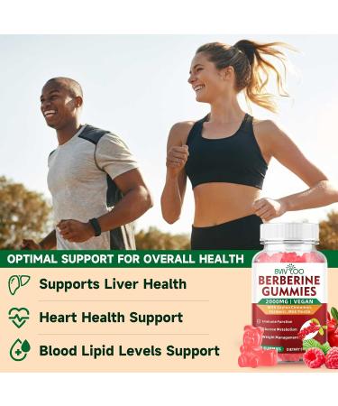 BVIVLOO Premium Berberine Gummies, 2000mg High Potency Berberine HCI Supplement, Plus Ceylon Cinnamon, Milk Thistle for Women & Men, Immune System & Metabolism Support - 60 Gummies - Buy Online on GoSupps.com