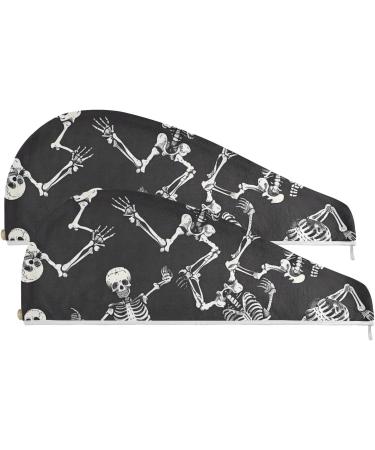 Buy Skeletons Black Hair Towel 2 Pack - Super Absorbent Quick Dry Hair Turbans for Women & Girls - Buy Online on GoSupps.com