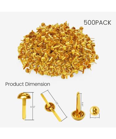 500 Pcs 8mm x 16mm Brass Round Head Fastener Brads for Arts, Crafts, Scrapbooking, Decorating - DIY Uses - Buy Online on GoSupps.com