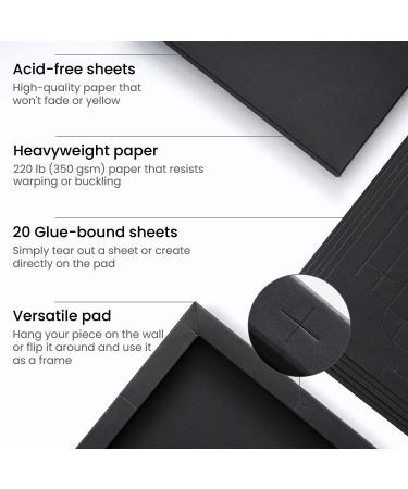ARTEZA Black Sketch Paper Canvas Pad 5x6.6 Inches 20 Sheets - Acid-Free Heavyweight Paper for Artists - DIY Frame, 246lb/400GSM - Ideal for Dry Media - Buy Online on GoSupps.com